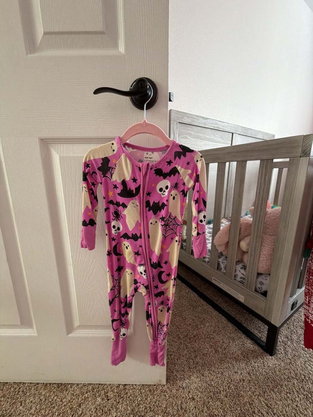Little Sleepies Halloween Ghost Print Bamboo Zipper Footie Pajamas 6-12 Months